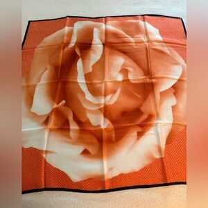 Talbots Orange and Navy Floral Silk Scarf